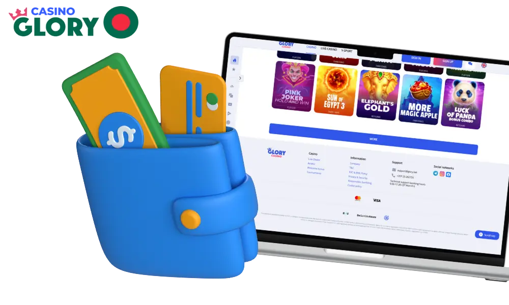 More details about payment methods are available at Glory Casino